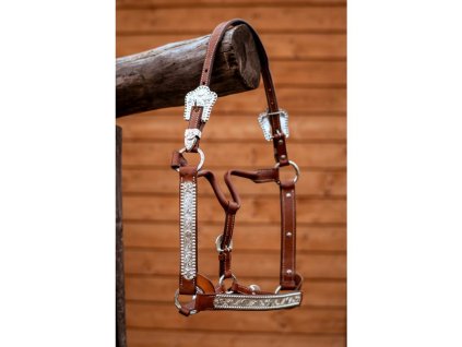 Kožená halter ohlávka Pool's, cognac