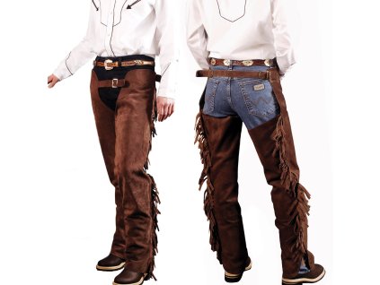 Westernové chapsy s třásněmi Suede, hnědé