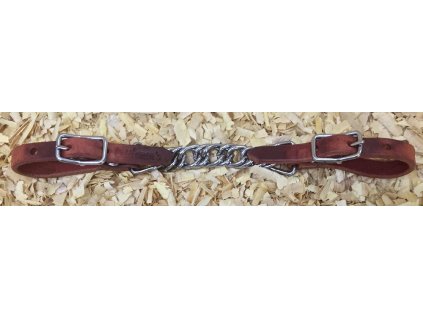 Kožený westernový podbradní řemínek s řetízkem twist