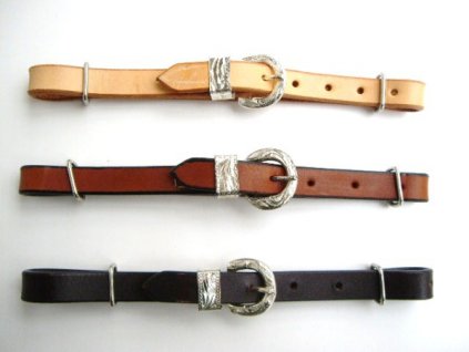 Kožený westernový podbradní řemínek s jednou ozdobnou přezkou