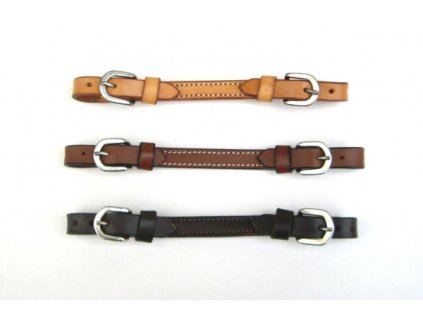 Kožený westernový podbradní řemínek s kontrastním prošitím