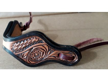 Kožené slobber straps flower/basket, hnědá