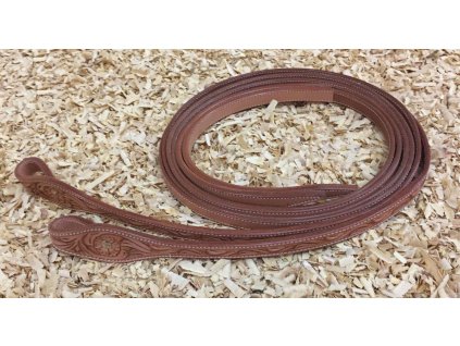 Kožené westernové otěže zdobené toolingem, dělené, světle hnědá