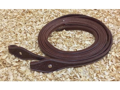 Kožené westernové otěže zdobené toolingem, dělené, brown