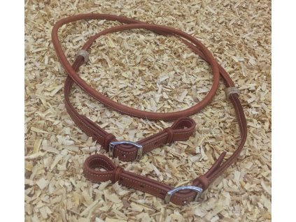Westernové otěže z kulaté kůže Sadesa s rawhide, nedělené, chestnut
