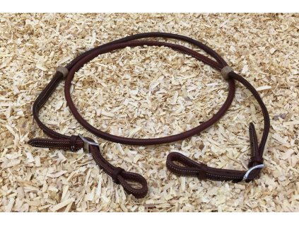 Westernové otěže z kulaté kůže Sadesa s rawhide, nedělené, brown