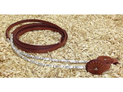 Westernové kožené otěže zdobené kovovými prvky ve stříbrné barvě, Chestnut