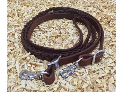 Extra dlouhé westernové otěže splétané, burgundy latigo