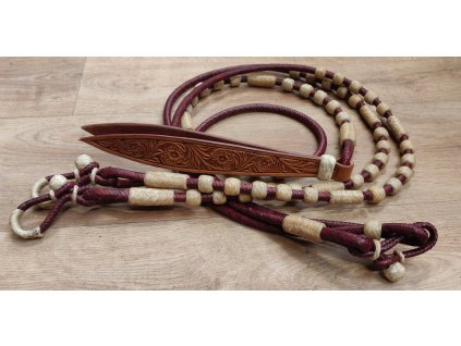 Romal reins floral/basket tools, burgundy