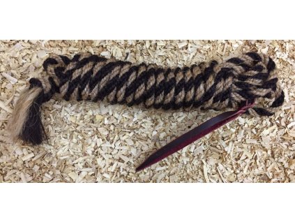Mecate z koňských žíní, extra thin 3/8", délka 21ft., begie/black