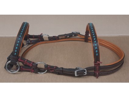 Sidepull s tyrkysovým zdobením, chestnut