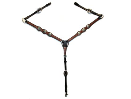 Westernový poprsník zdobený conchi s tyrkys kameny, Chestnut