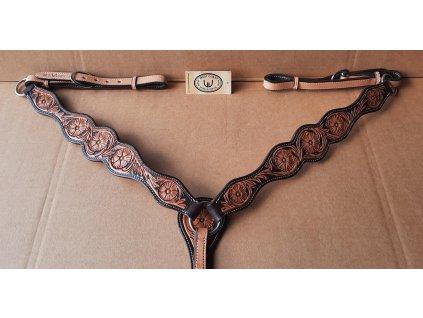 Westernový poprsák Flower West Coast, antique russet/brown. Velikost QH
