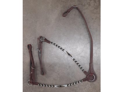 Westernový poprsák West Coast White Pearls, dark chestnut. Velikost QH