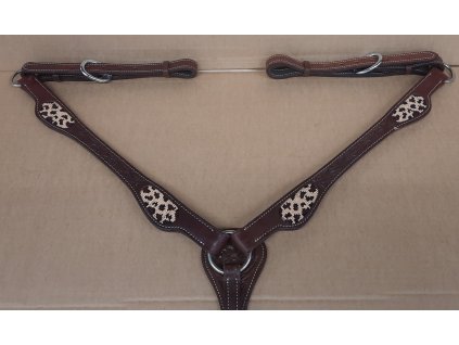 Westernový poprsák Leopard Pearls West Cost, dark chestnut. Velikost QH