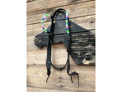 Kožená westernová dvououška s korálky