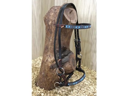 Westernový sidepull zdobený modrými korálky