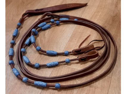 Westernové otěže Romal buckaroo, blue rawhide