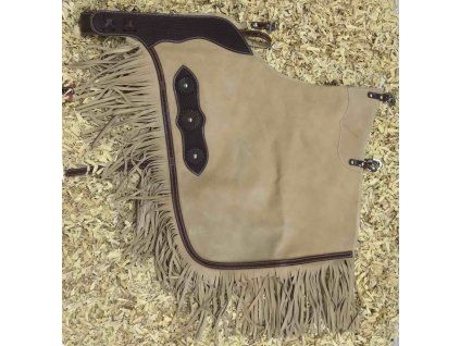 Westernové chink chaps begie/dark chestnut basket tooling