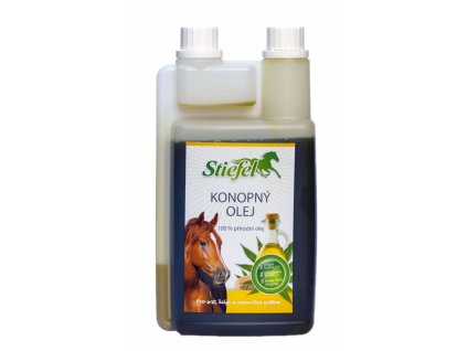 Stiefel Konopný olej pro srst, kůži a imunitní systém, lisovaný za studena, láhev s dávkovačem 1 l