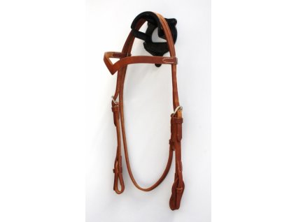 Westernová uzdečka Makayla s V čelenkou - harness leather