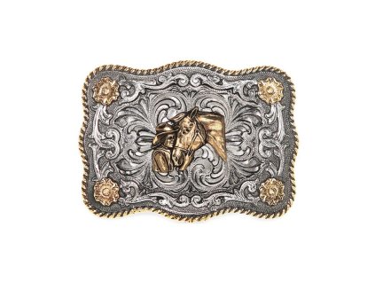 guertelschnalle pferdekopf mit cowboy