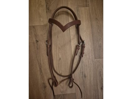 Westernová uzdečka s V čelenkou, střední hnědá