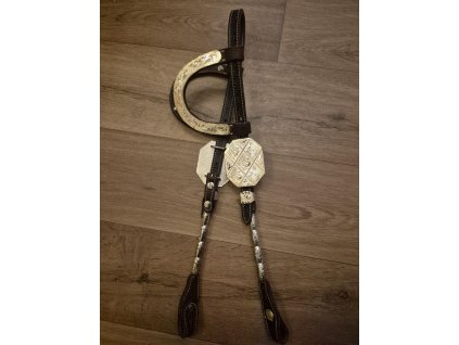 Westernová show uzdečka, tmavě hnědá s drobnými vadami