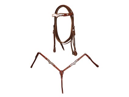 Set westernová uzdečka s otěžemi + poprsník, natural