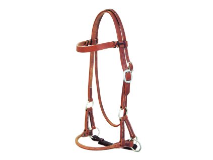 Kožený sidepull s kulatým nánosníkem Pool's, hnědá barva. Velikost QH (COB/FULL)