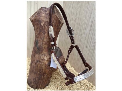 Haltrová show ohlávka ručně zdobená, tmavě hnědá