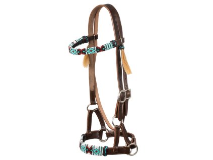 Sidepull zdobený korálky, dark brown