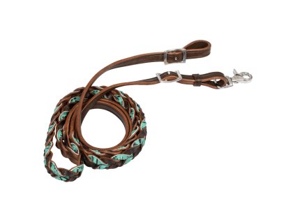Westernové otěže pletené, nedělené, turquoise