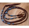 Westernové otěže Romal buckaroo, blue rawhide