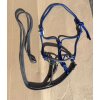 Provazová ohlávka jezdecká s otěžemi, Šedomodrá FULL