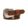 lederguertel mit echtem kuhfell nieten und texasstern