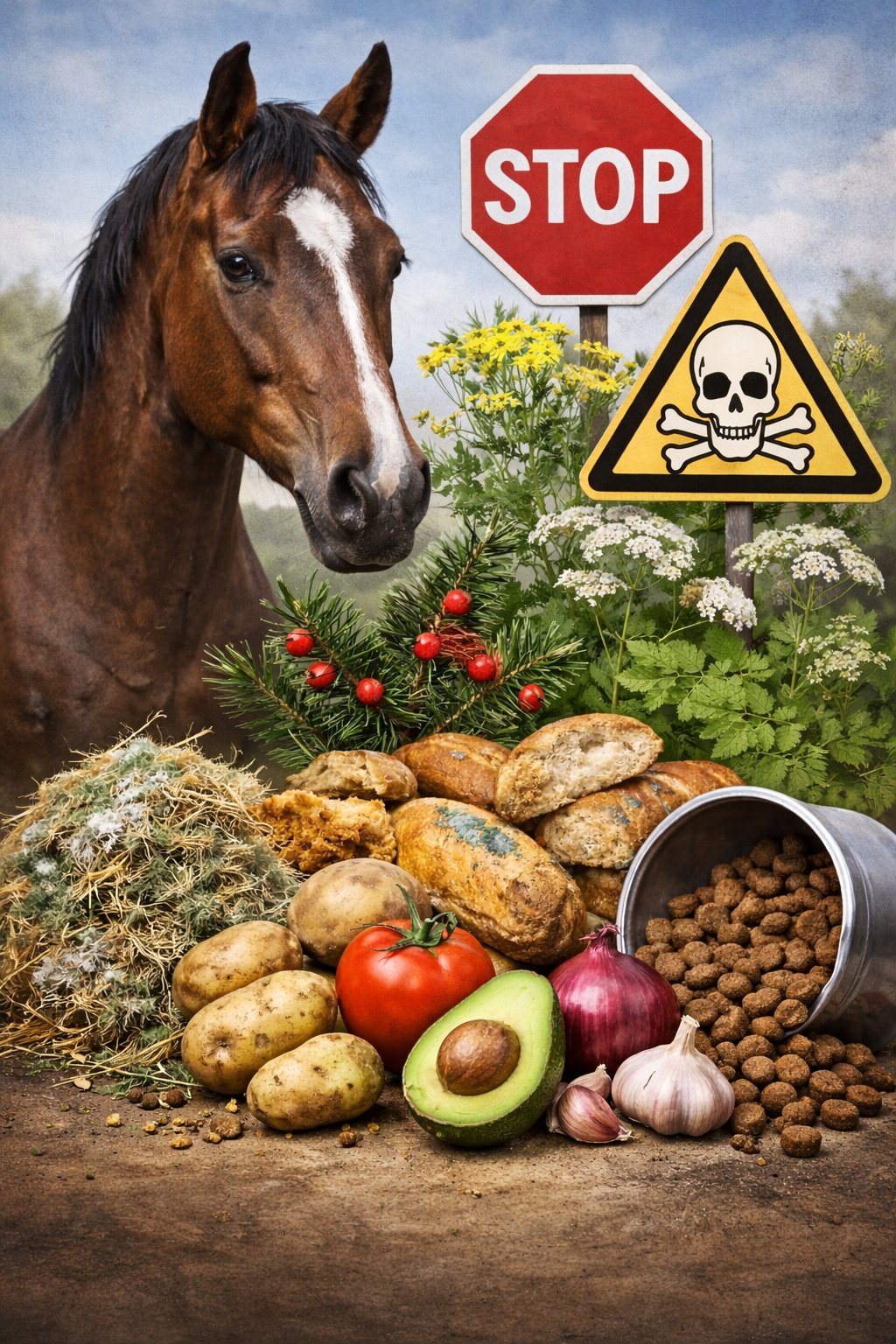 Co koně nesmí jíst: odborný přehled rizikových krmiv a zásady bezpečné výživy