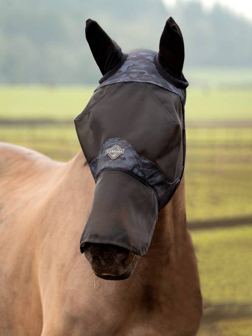 Maska proti hmyzu LeMieux Visor-Tek Full Fly Mask Camo Blue 