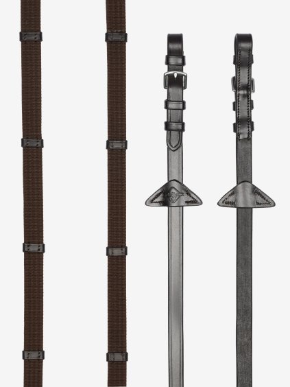 Webbed Continental Reins Brown/Silver (Velikost Pony)