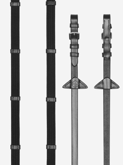 Webbed Continental Reins Black/Silver (Velikost Pony)