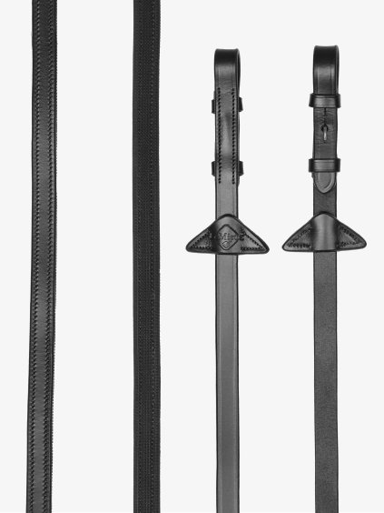 Rubber Half lined Reins Black/Silver (Velikost Pony)