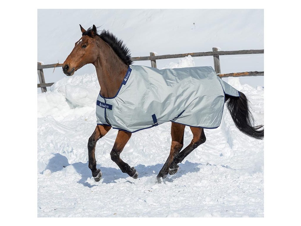 Výběhová deka BUCAS Power Turnout Light Big Neck, stříbrná, 170 cm