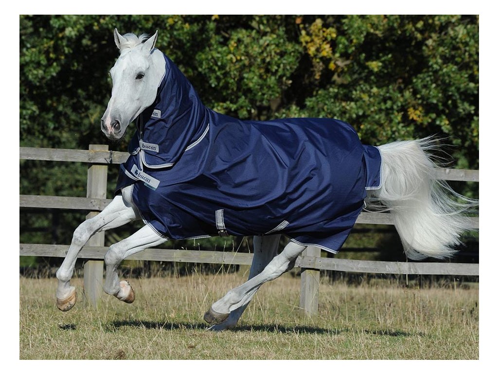 Výběhová deka BUCAS Freedom Turnout s krkem, 300/150g modrá, 140 cm