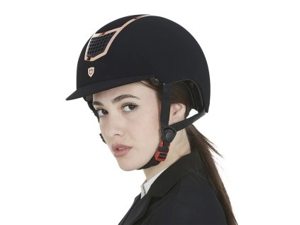 EQUESTRO Helma jezdecká Velvet Frame - černá/rosegold, vel. L 59-61 cm