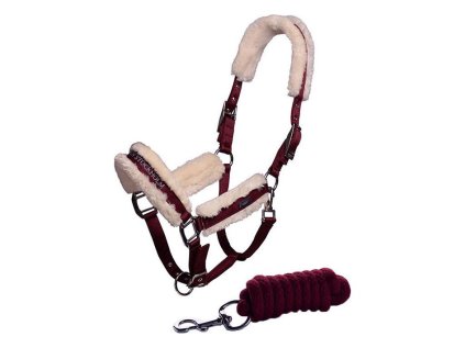 Ohlávka s vodítkem EQUESTRIAN STOCKHOLM Bordeaux, vel. PONY