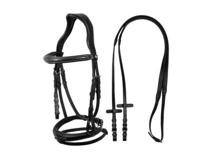 Uzdečka EQUESTRO s ozdobným prošitím - černá, PONY