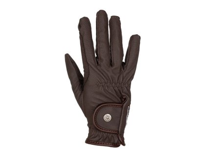 Jezdecké rukavice EQUESTRO Syntetic Leather Soft - hnědé, 7,5