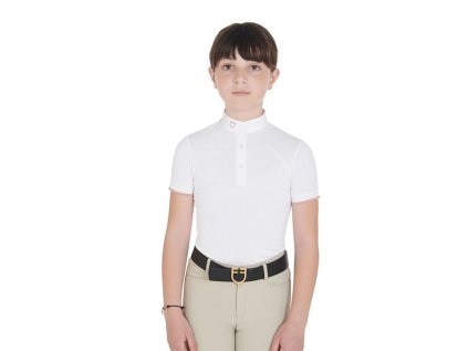 Dětské závodní tričko EQUESTRO Clara, bílé, 10 let
