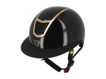 Helma jezdecká EQUITHEME Airy LM MIPS černá lesklá/rosegold 5658