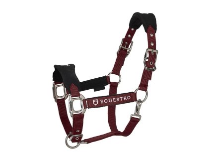 EQUESTRO Ohlávka fleece s vodítkem - burgundy, PONY